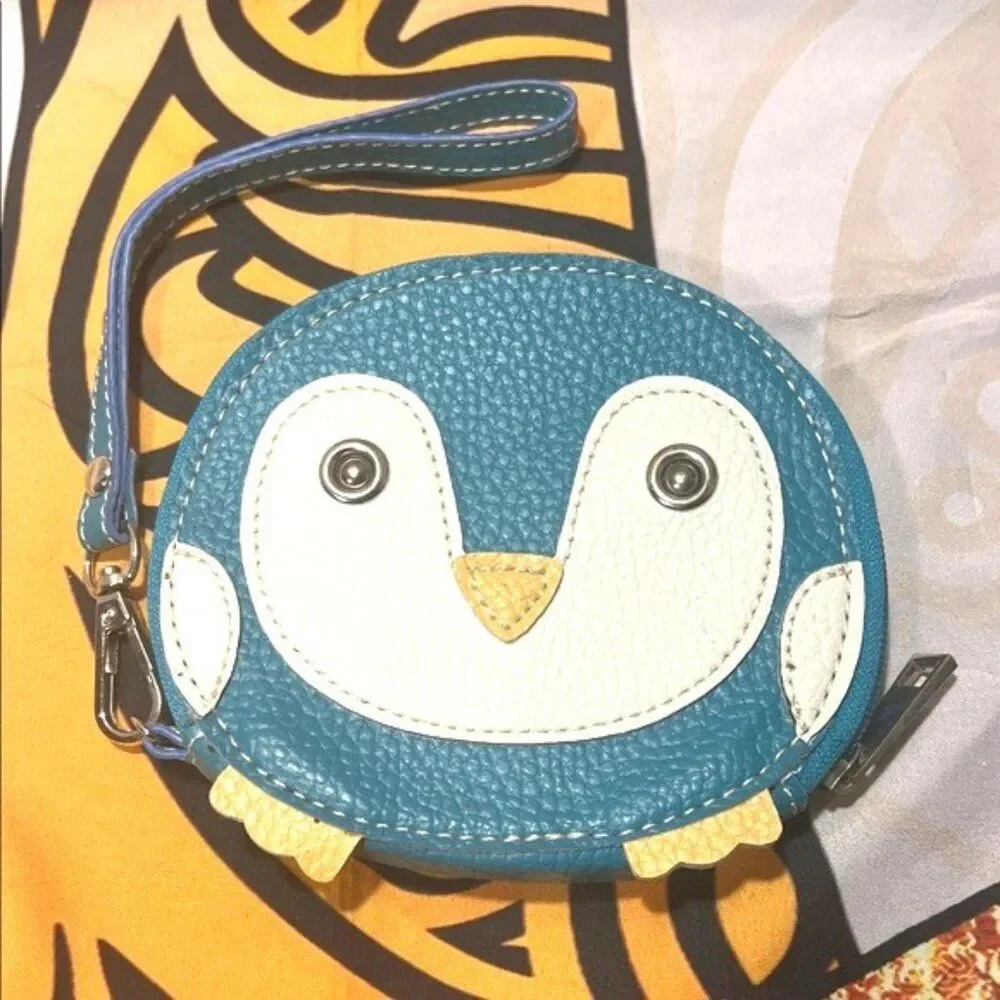 Penguin Design Blue Wristlet Clutch